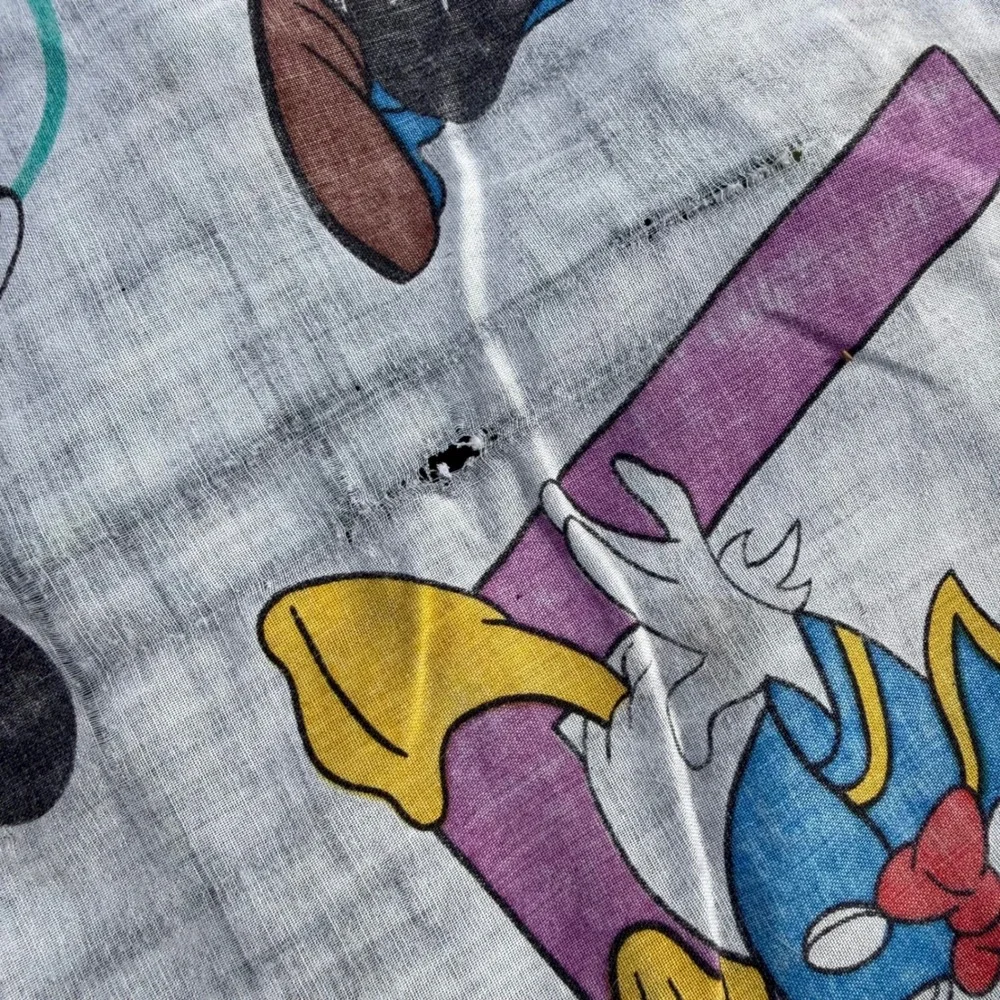Vintage Disney Mickey Mouse Friends ABC Alphabet Flat Sheet Twin Full Fabric